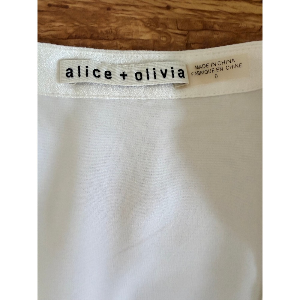 Alice + Olivia White Crochet Waist Tiered Mini Dress Size 0 - Picture 4 of 13